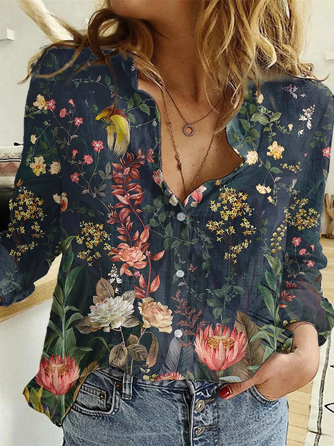 Elegant Loose Shirt Woman Week - 3D Printing Cancer 评论和价格